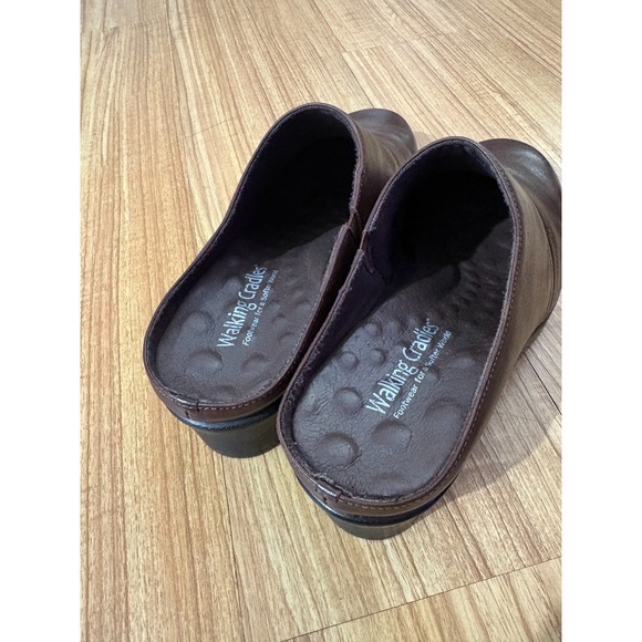 Walking Cradles Leather Mules Women's 7W Brown Slip On Clogs Caden Brown Nappa - Picture 3 of 7